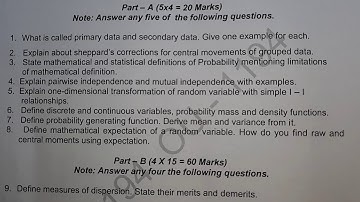 Descriptive Statistics & Probability #STATISTICS QUESTION PAPER OCTOBER 2020 EXAM OSMANIA UNIVERSITY