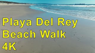 Relaxing Walk on Playa Del Rey Beach, Ballona Wetlands, Marina Del Rey, California ASMR 4K