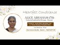 Funeral service alice abraham 78