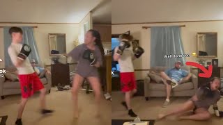 Girl Instantly Regrets Challenging Brother To Boxing Fight