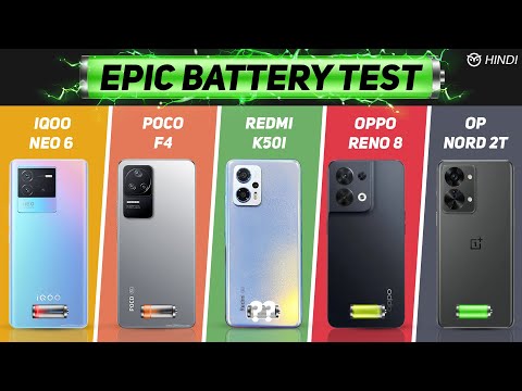Redmi K50i vs Poco F4, iQOO Neo 6, Oppo Reno8 vs Nord 2T Battery Drain Test | Charging Test [Hindi]