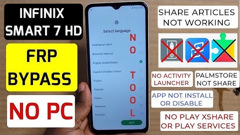 Infinix Smart 7, 7HD (X6516) Frp Bypass/Google Account Remove| No Share Articles, Activity launcher