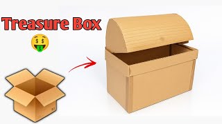 I Made A Realistic Treasure Chest From Cardboard Diy Storage Box Craft That Looks Like Wood