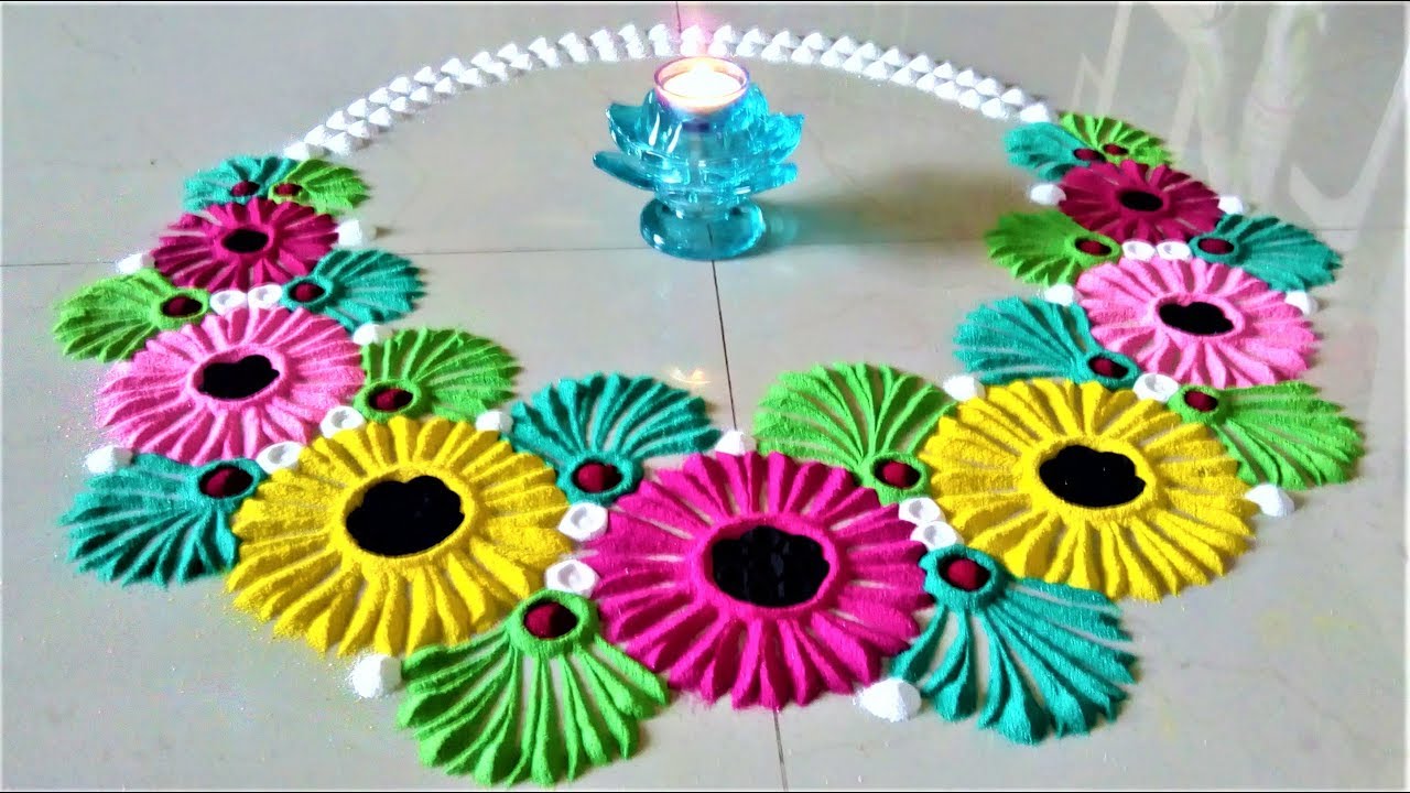 Gudi Padwa Rangoli Designs# Ugadi Rangoli# Flower Rangoli by ...