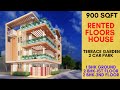 900 sqft, Small Modern House Design with Large Sit-out Balcony, Rented Floors | Terrace Garden