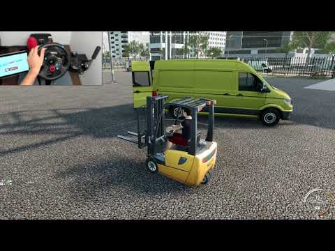Видео: Фургон - Погрузка груза с помощью вилочного погрузчика и доставки - игровой симулятор грузовика