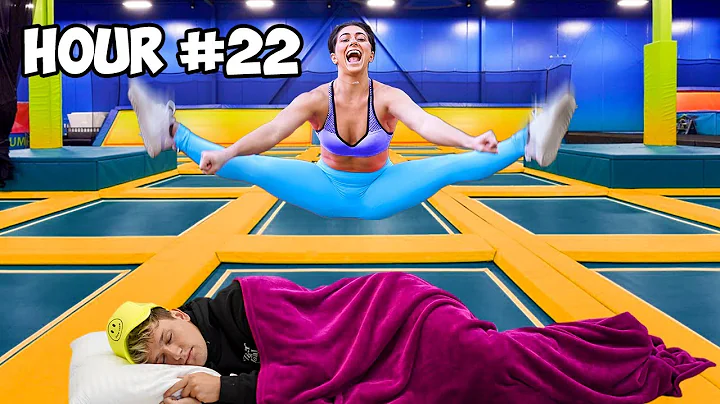 24 HOUR OVERNIGHT CHALLENGE IN TRAMPOLINE PARK!