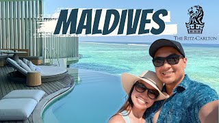 Ritzcarlton Maldives  Overwater Villa Tour Scuba Snorkeling  Honeymoon Vlog Part 1