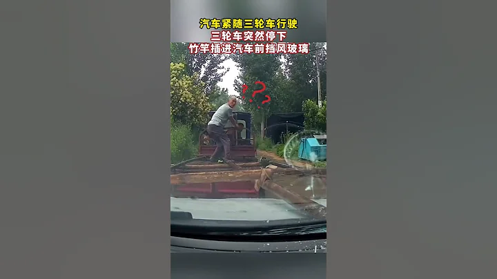 6月19日（发布），河南。汽车紧随三轮车行驶，三轮车突然停下，竹竿插进汽车前挡风玻璃#社会热点 - 天天要闻