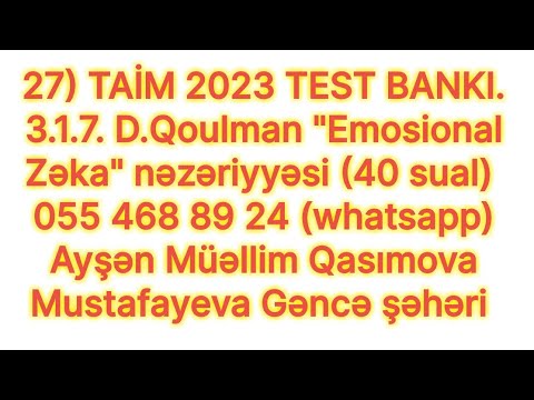 27) TAİM 2023 TEST BANKI. 3.1.7. D.Qoulman \