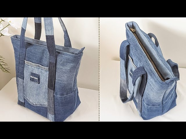 Refashion DIY Shoulder Purse Crossbody Bag from Old Jeans Recycle Idea  costura fácil リメイクㅣmadebyaya - YouTube