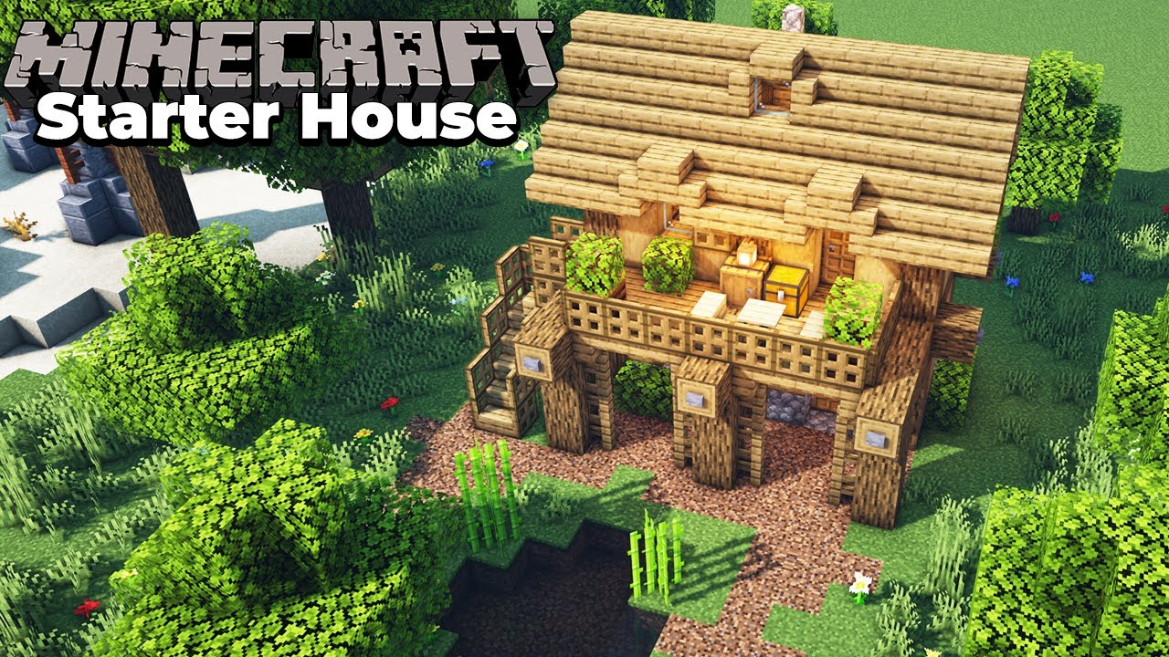 Minecraft Oak Survival Starter House Tutorial : How to Build in