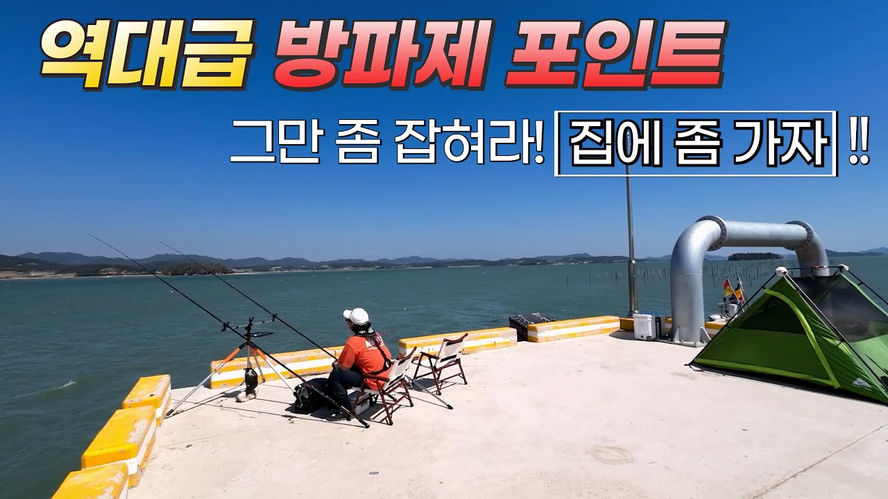 감성돔 마릿수에, 농어에, 노랑가오리까지!!!!!!! 정말 무섭게 나오는 방파제를 만났다 화장실, 발판, 주차장까지 뭘 더 바랄까요?! 결국 텐트를 치게 만드는 장소!