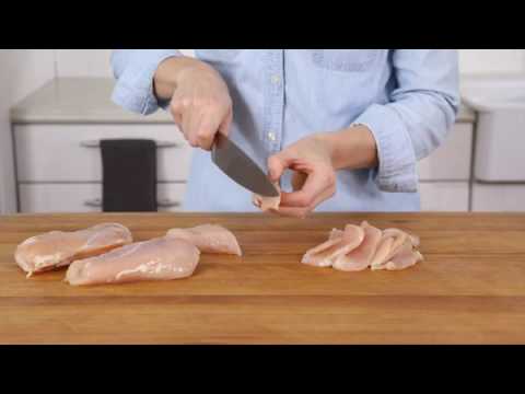 Cut Chicken Into Strips Youtube