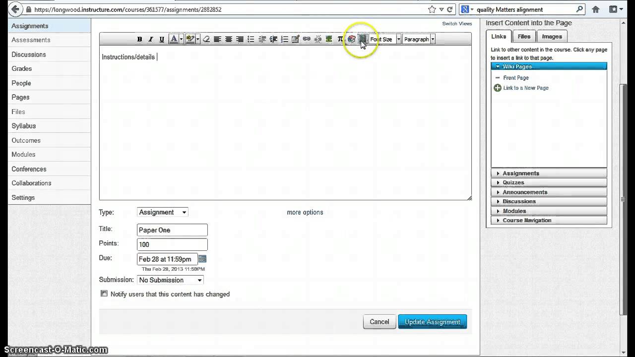 how to make assignments visible canvas