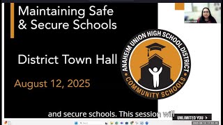 Maintaining Safe & Secure Schools Town Hall 8-12-25