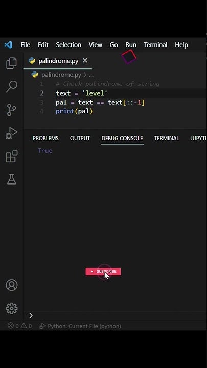 Python Shorthand : Palindrome of a string #shorts #python - YouTube