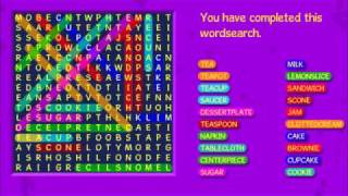 binweevils afternoon tea time  word search