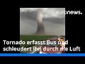 Tornado erfasst Bus und schleudert ihn durch die Luft