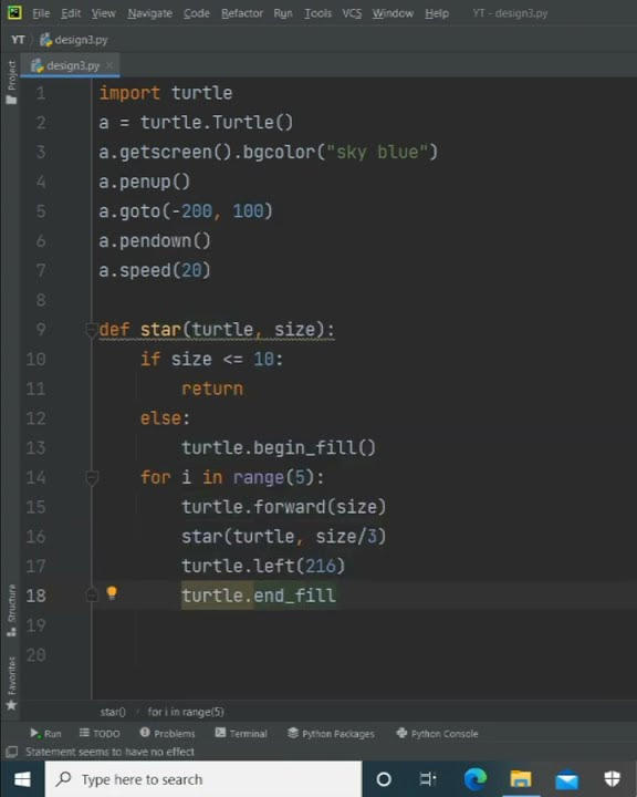 Stars inside Stars ☆ design in python by using Turtle graphics python ...