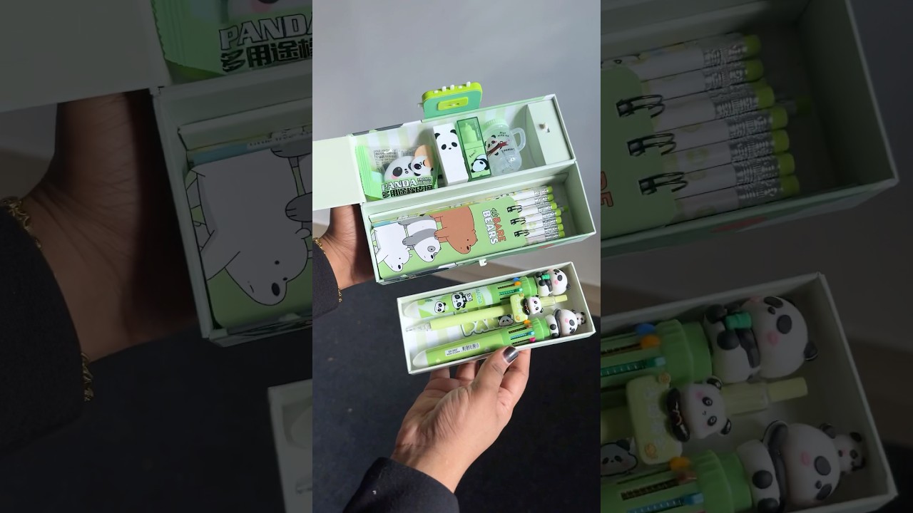 Large Storage Panda Password Pencil Box ?✨?#password #panda #pandas #pencilbox #pencilcase #cute