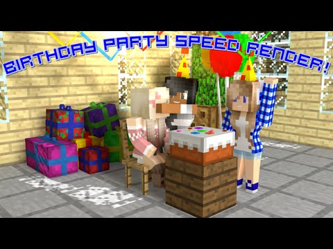 Minecraft: Cinema 4D Speed Render #2-Rockys B-day!  @MinecraftAngels