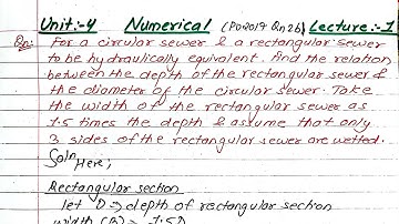Unit:4 | Design & Construction of Sewer | Numerical | Lecture:1 | Sanitary Engineering | Prashant YT