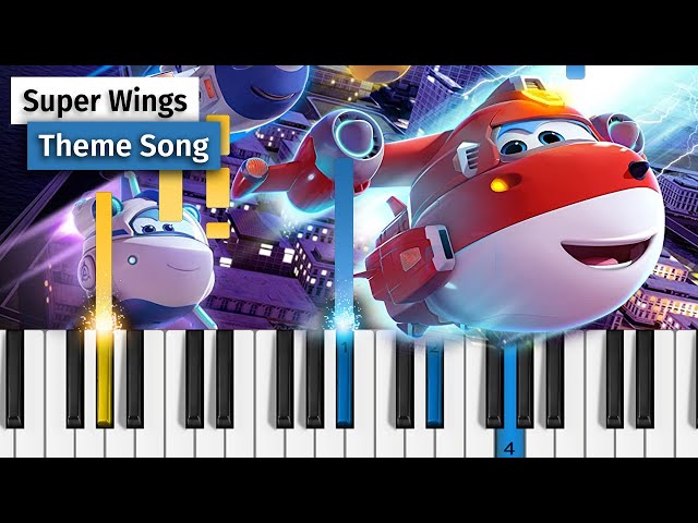 Super Wings Theme Song - Piano Tutorial / Piano Cover class=