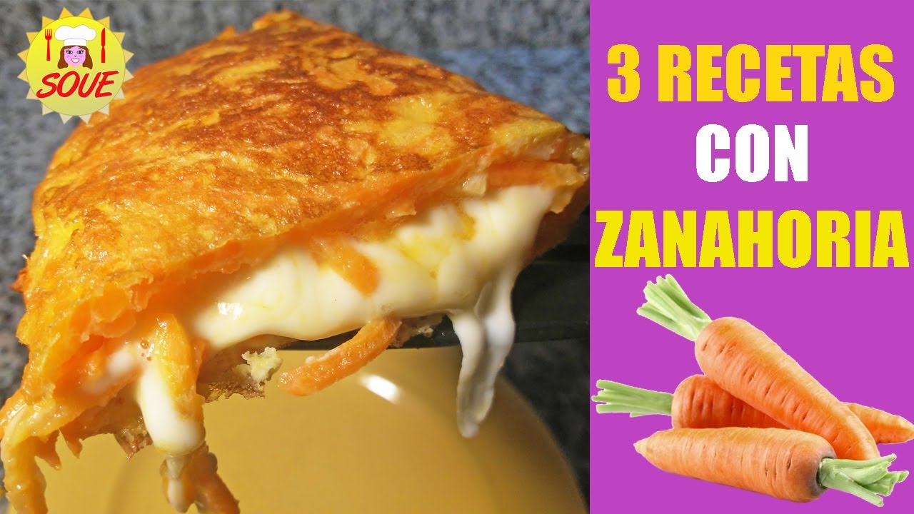 🥕 TENES ZANAHORIAS?  🏆 3 RECETAS SALUDABLES Y RAPIDAS -🥕 TORTILLA 🥕 PIZZA DE ZANAHORIA 🥕 OMELETTE