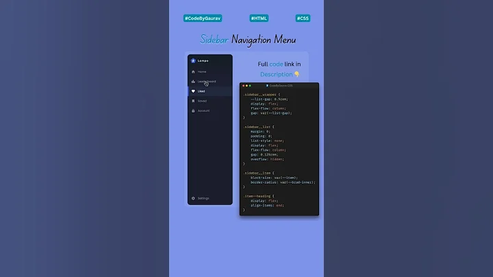 🚀 Responsive Sidebar with Slide Animation | HTML CSS JS #webdevelopment #coding #sidebar #shoerts