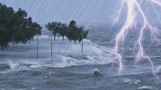 Fall Asleep Instantly with Thunderstorm & Torrential Rain on Beach _ Goodbye Insomnia in 3 Minutes