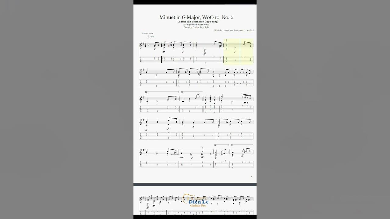 Beethoven - Minuet in G Major, WoO 10, No. 2 arr for Classical Guitar
