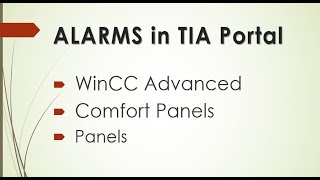 Configure Alarms in WinCC Advanced/Panels & Comfort panels