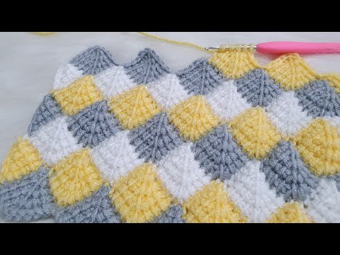 ✅ En Kolay ve En Güzel Bebek Battaniye Modeli -Tığ ile Tunus İşi Easy Tunisian Crochet ✅Baby Blanket