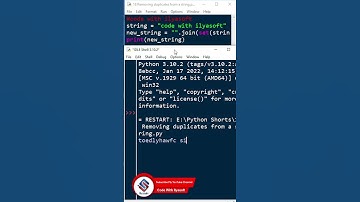 Removing duplicates from a string in python #codewithilyasoft #python