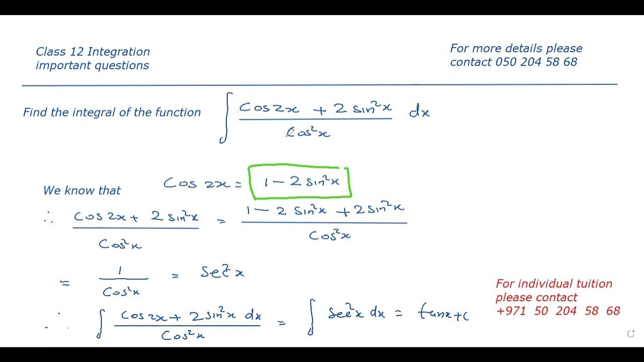 Integral Of The Function Cos 2x Plus 2 Sin Square X By Cos Square X integral-of-the-function-cos-2x-plus-2-sin-square-x-by-cos-square-x
