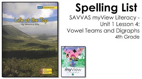 SAVVAS MyView Literacy - Unit 1 Lesson 4 - Spelling - 4th Grade