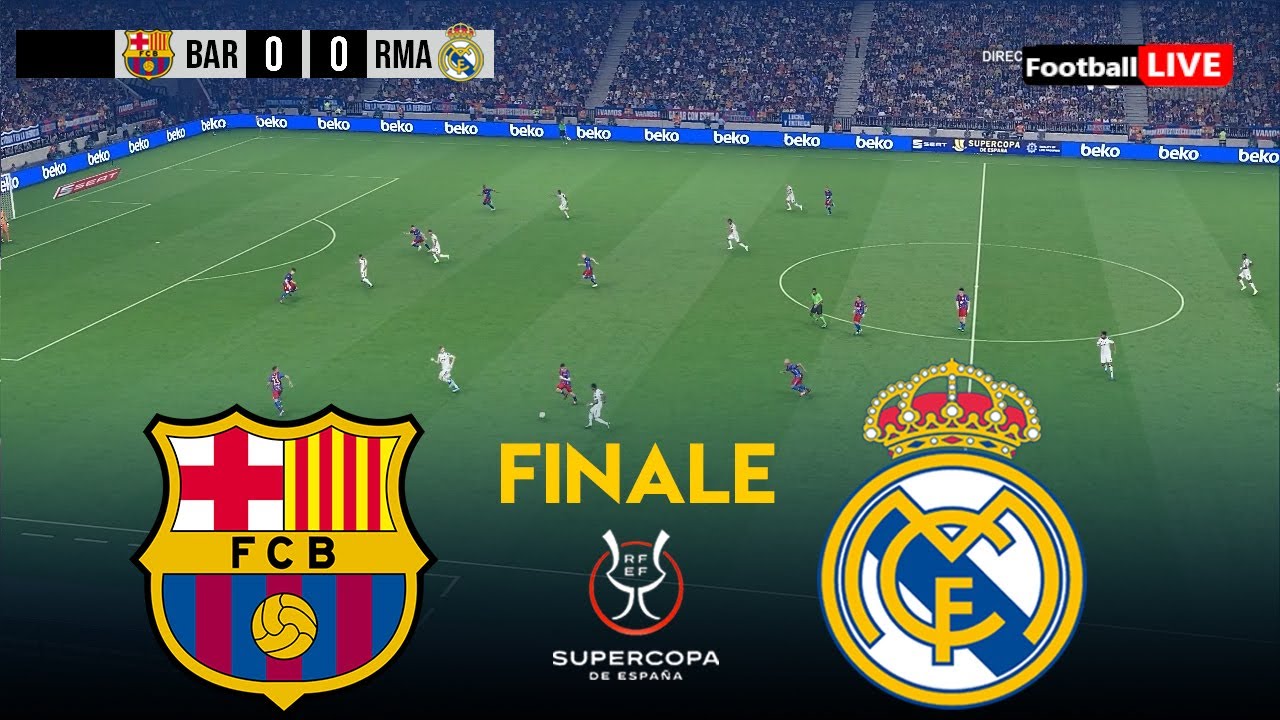 BARCELONE vs REAL MADRID - Finale Supercoupe d'Espagne 2026 aujourd'hui Simulation PES