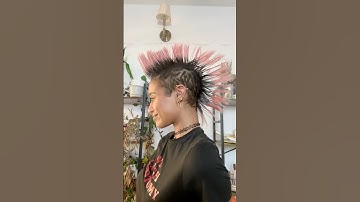 Curly To Spiky Mohawk Hair Transformation! #hair #hairtutorial