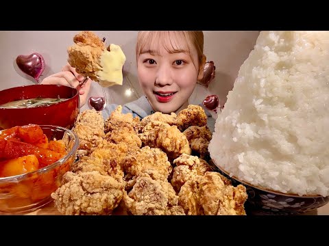 ASMR 唐揚げ【咀嚼音/ Mukbang/ Eating Sounds】【日本語字幕】