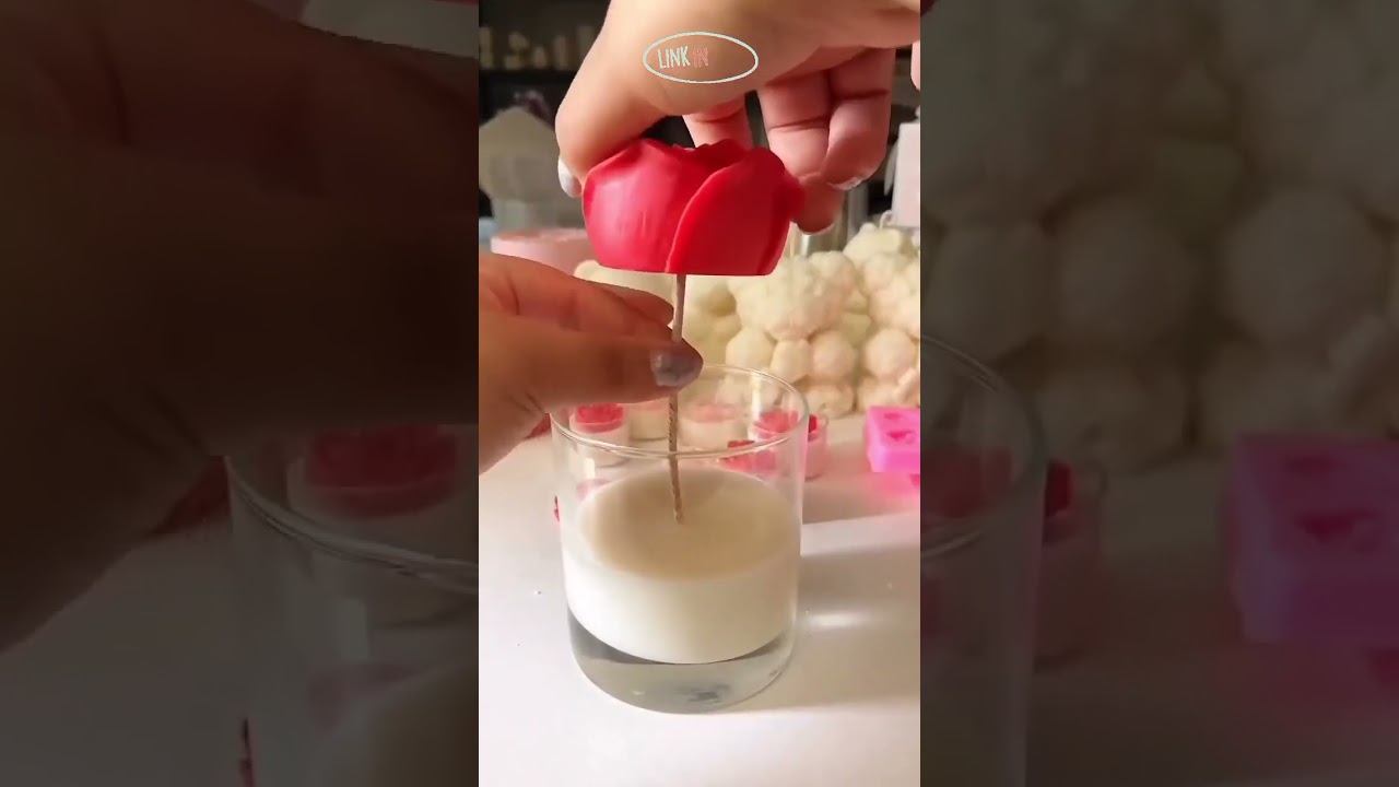 Beautiful rose with a scented glass jar candle , how to make candle at home 