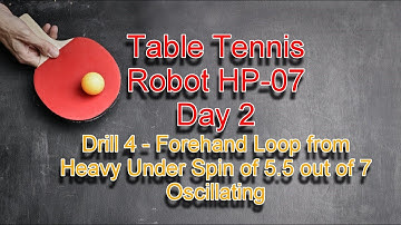 Table Tennis Robot HP 07 Day 2 Drill 4 - Forehand Loop from Heavy Under Spin of 5.5 , Oscillating