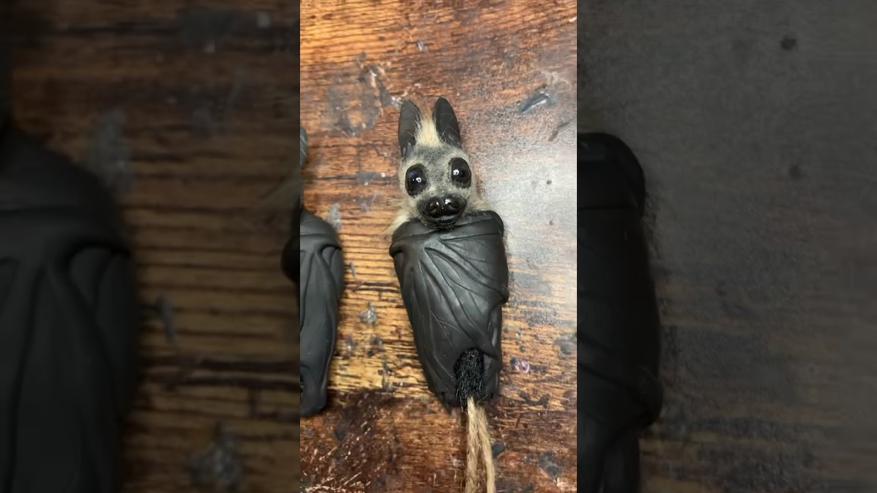Making hanging baby fruit bat ornaments from polymer clay 