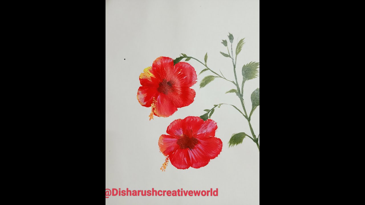 How to paint hibiscus flower for beginners ll Easy Flower painting 🎨 ll