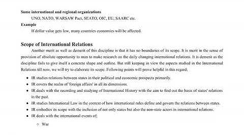 International Relations Definition Scope Syllabus PMS / CSS Lecture 1