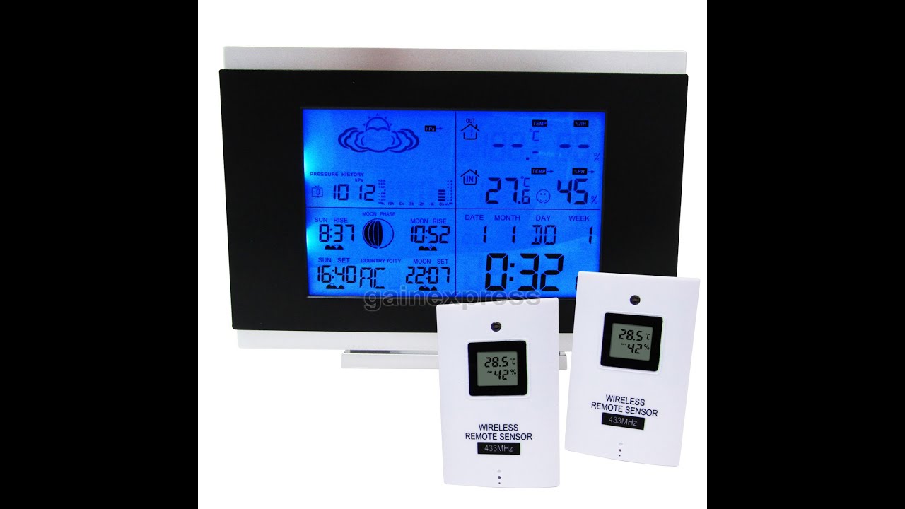Weather Station, Wireless Indoor Outdoor Thermometer with LCD Digital Display, Outdoor Sensor, Smart Home Weather Station with App, Moon Phase, Real