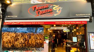 مطعم عربي في لندن يقدم شاورما لحم ودجاج على الفحم Flame Flame