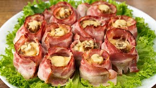 Everything is very simple and very fast! Bacon  and mushroom! Cooking at home!!