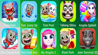 Tom Hero,Tom Jump Up,Tom Pool,Talking Slimy,Angela Splash,Tom Candy,Tom Gold,Angela 2,Juan Survival screenshot 4