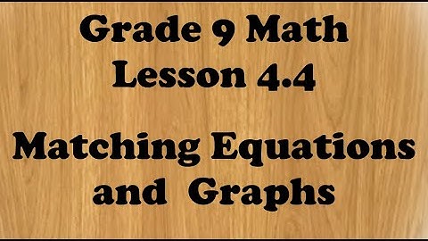Grade 9 Math Lesson 4.4 Matching Equations and Graphs